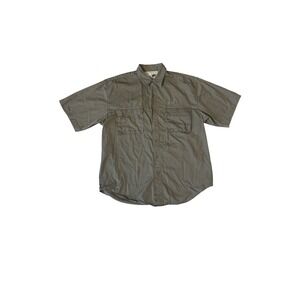Bugle Boy Authentics Mens XL Short Sleeve Button Down Utility Shirt Olive Green